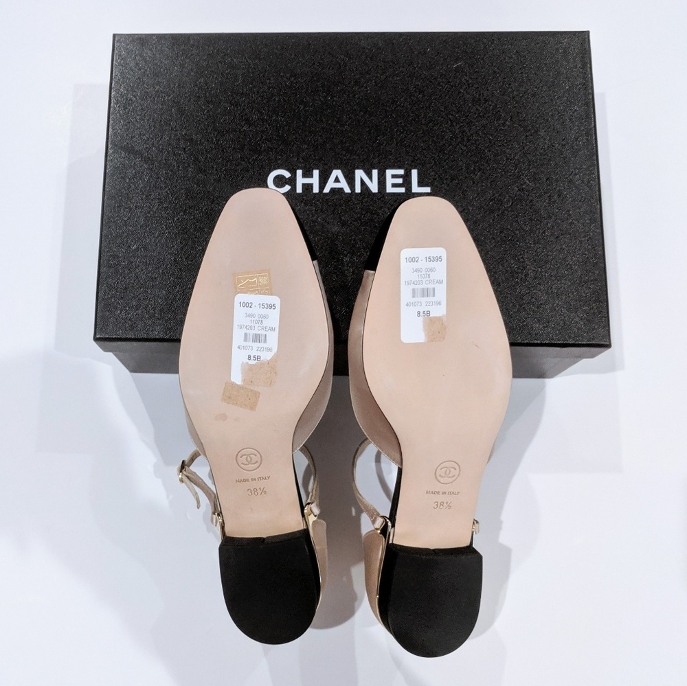 SOLD✔️❤️CHANEL Satin Other Open Cap Toe Slingbacks - Picture 7 of 8